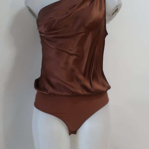 NWT Womens Cami NYC Sena Silk Blend Coffee Brown Pants S/Darby Bodysuit Set S - Picture 9 of 11